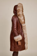 Women's Elsa Shearling Sheepskin Jacket With Fox [Caramel]