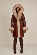 Women's Elsa Shearling Sheepskin Jacket With Fox [Caramel]