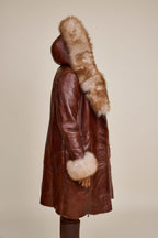 Women's Scarlett Real Sheepskin Jacket With Fox [Cognac]