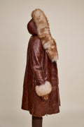 Women's Scarlett Real Sheepskin Jacket With Fox [Cognac]