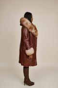 Women's Scarlett Real Sheepskin Jacket With Fox [Cognac]