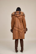 Women's Scarlett Real Sheepskin Jacket With Fox [Brown]