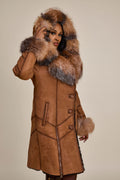 Women's Scarlett Real Sheepskin Jacket With Fox [Brown]