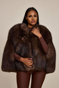 Women's Krissy Fox Fur Poncho [Brown]