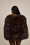 Women's Krissy Fox Fur Poncho [Brown]