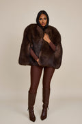Women's Krissy Fox Fur Poncho [Brown]