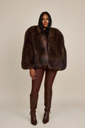 Women's Krissy Fox Fur Poncho [Brown]