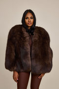 Women's Krissy Fox Fur Poncho [Brown]
