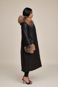 Women's Margo Shearling Sheepskin Jacket With Fox [Black/Crystal]