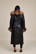 Women's Margo Shearling Sheepskin Jacket With Fox [Black/Crystal]