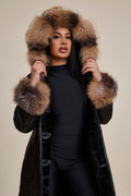 Women's Margo Shearling Sheepskin Jacket With Fox [Black/Crystal]
