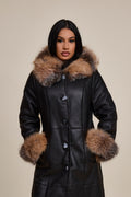 Women's Margo Shearling Sheepskin Jacket With Fox [Black/Crystal]