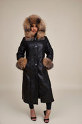 Women's Margo Shearling Sheepskin Jacket With Fox [Black/Crystal]