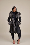 Women's Elsa Shearling Sheepskin Jacket With Fox [Black/Frosted]