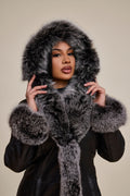 Women's Elsa Shearling Sheepskin Jacket With Fox [Black/Frosted]