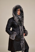 Women's Elsa Shearling Sheepskin Jacket With Fox [Black/Frosted]