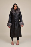 Women's Margo Shearling Sheepskin Jacket With Fox [Black/Silver]