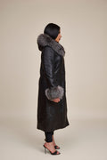 Women's Margo Shearling Sheepskin Jacket With Fox [Black/Silver]