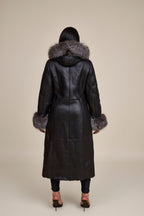 Women's Margo Shearling Sheepskin Jacket With Fox [Black/Silver]