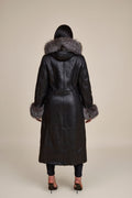 Women's Margo Shearling Sheepskin Jacket With Fox [Black/Silver]