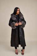 Women's Margo Shearling Sheepskin Jacket With Fox [Black/Silver]