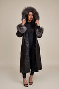 Women's Margo Shearling Sheepskin Jacket With Fox [Black/Silver]