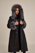 Women's Margo Shearling Sheepskin Jacket With Fox [Black/Silver]