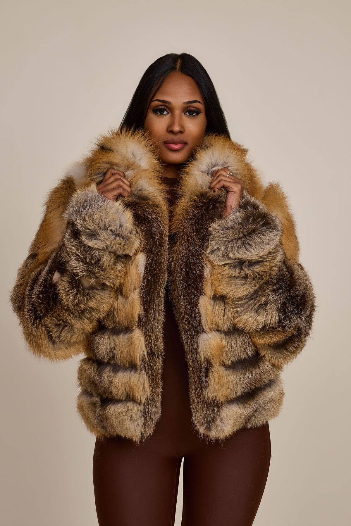 Women's Kelly 2 in 1 Fox Jacket & Vest [Gold]