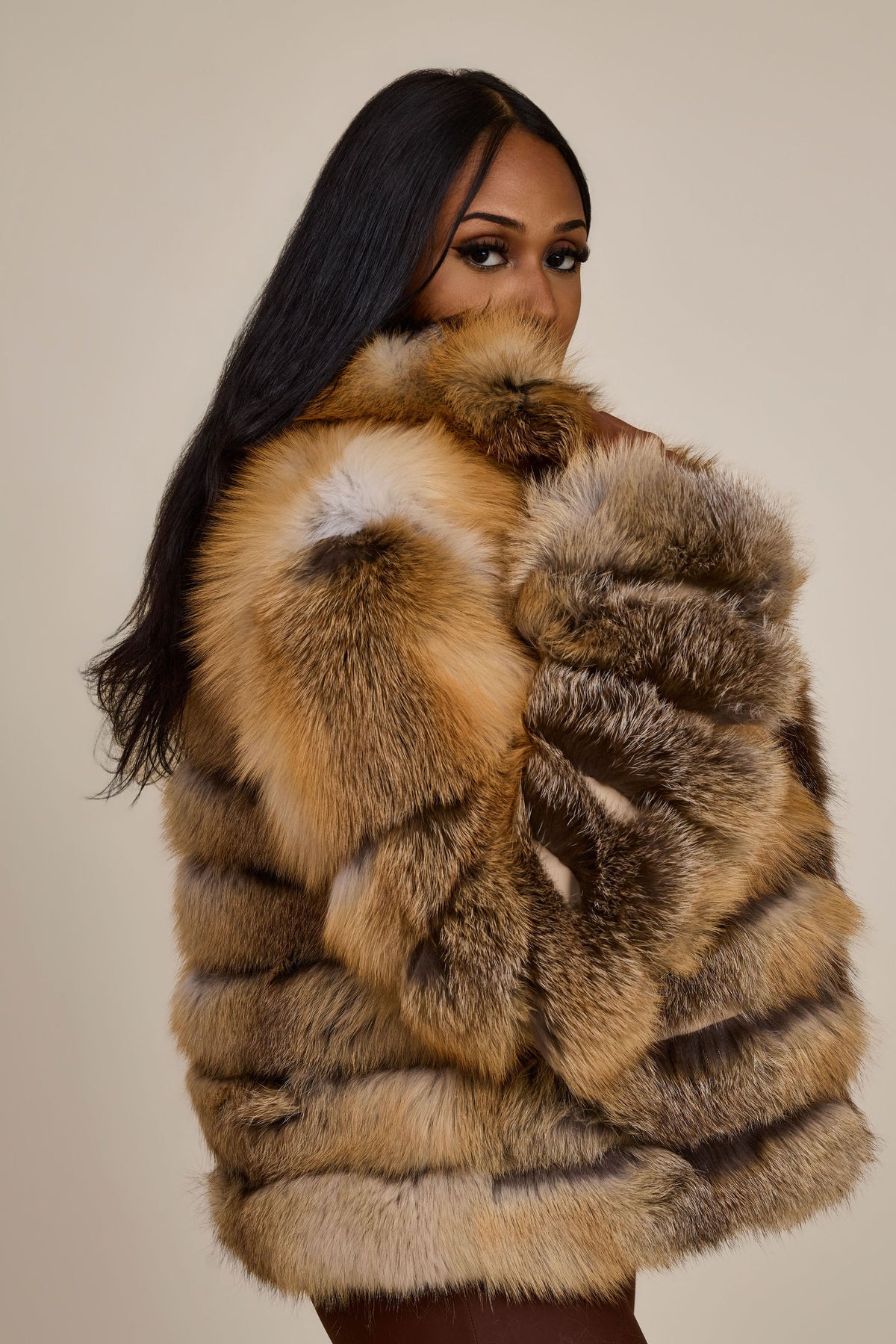 Women's Kelly 2 in 1 Fox Jacket & Vest [Gold]