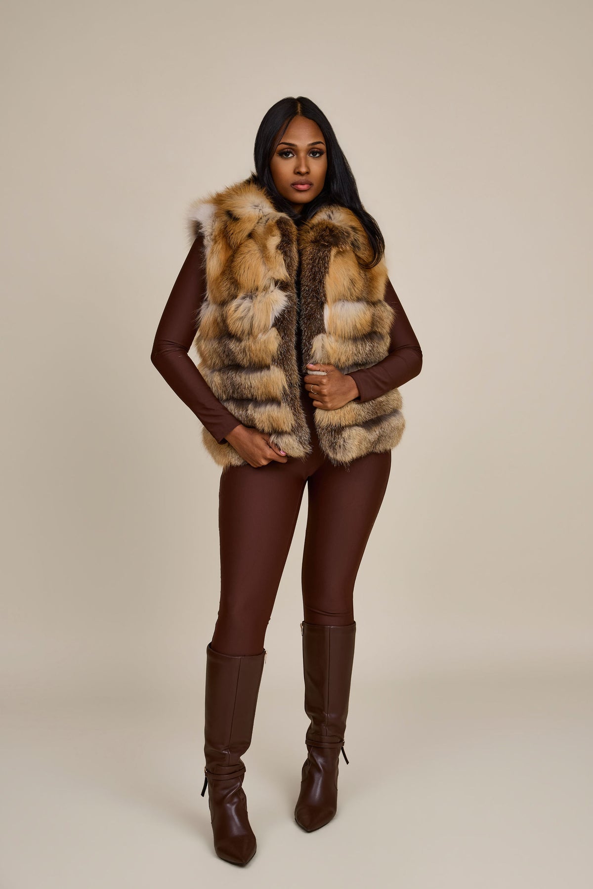 Women's Kelly 2 in 1 Fox Jacket & Vest [Gold]
