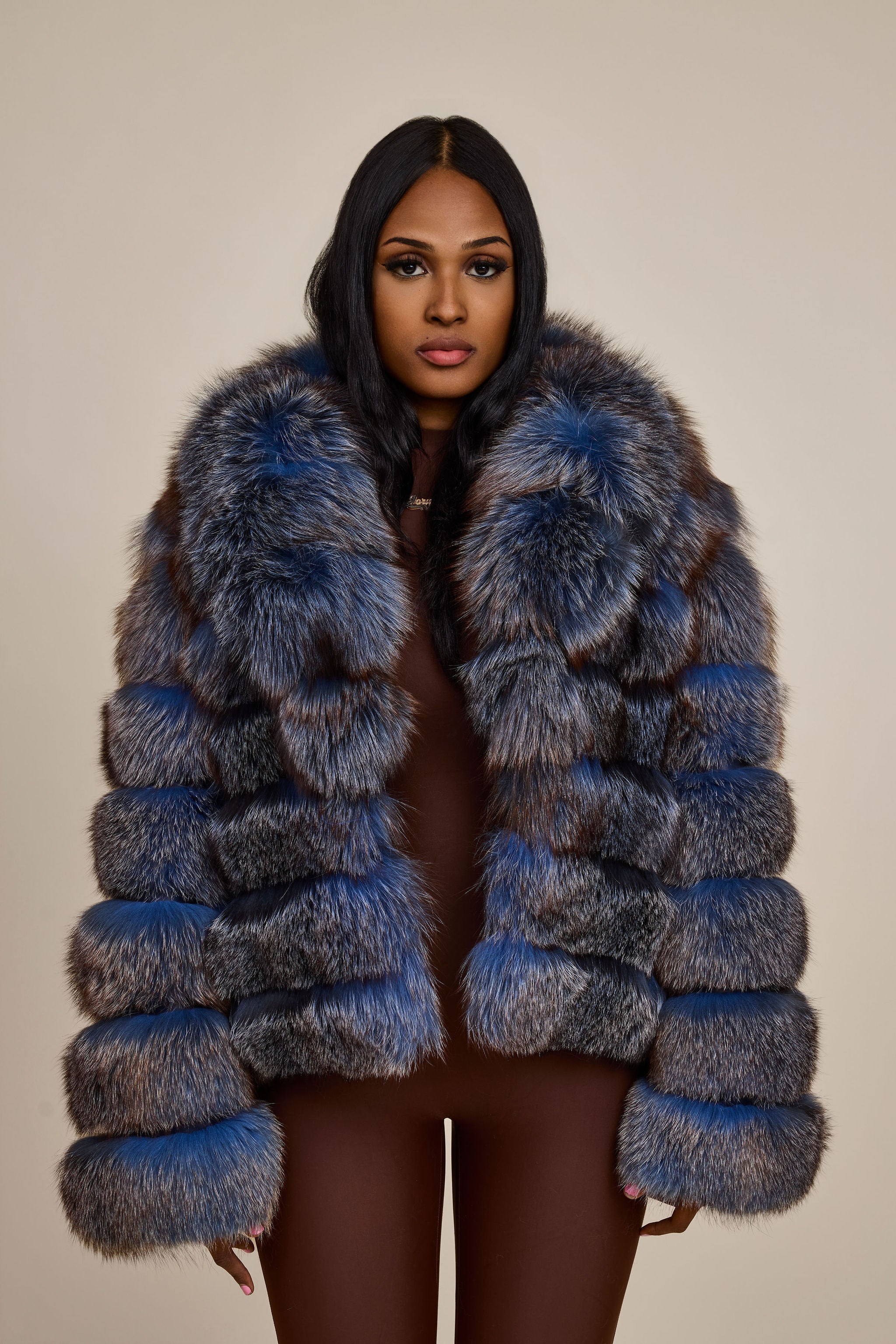 Women's Ashley Convertible Fox Coat [Blue Frost] – LeatherKloset