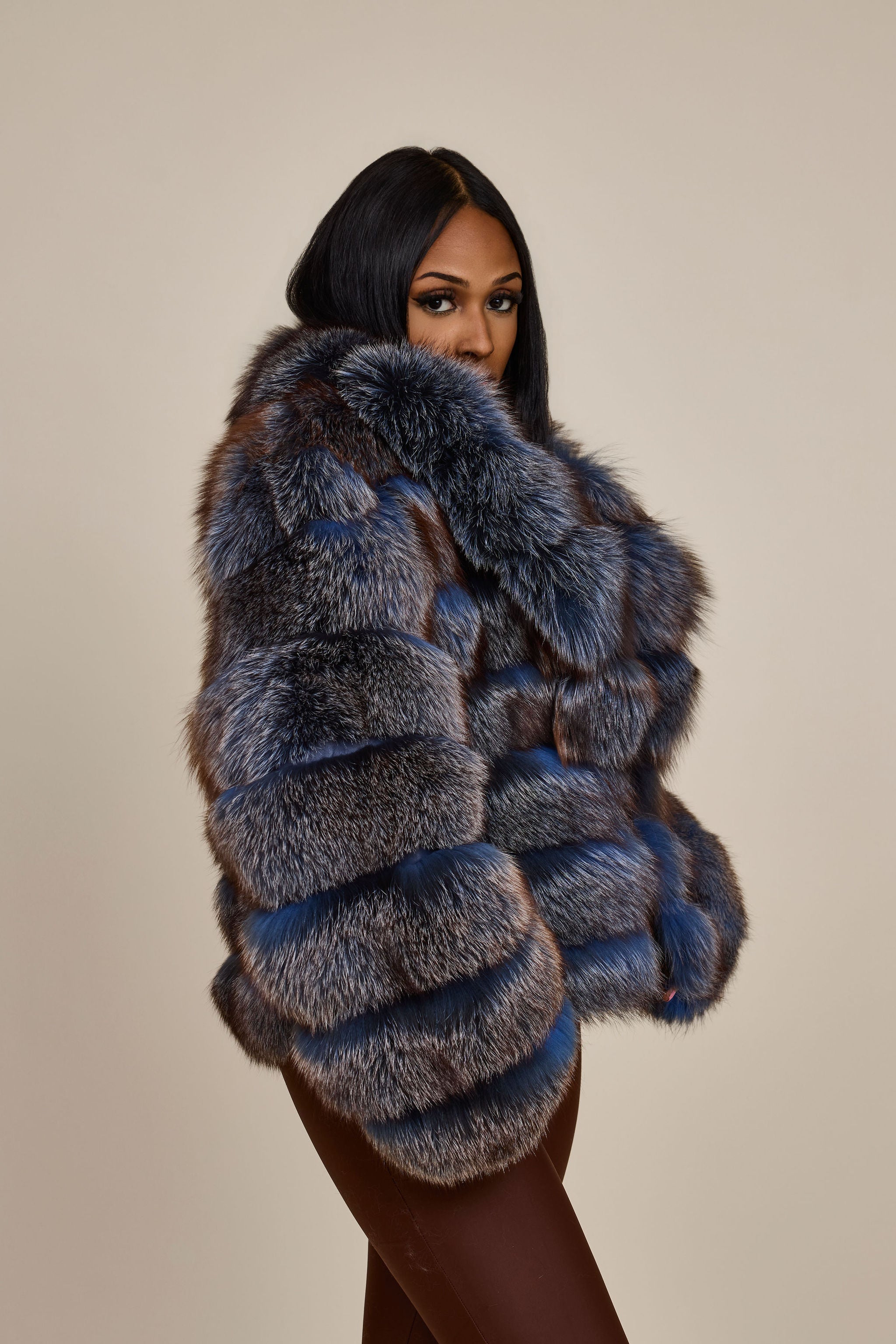 Women's Ashley Convertible Fox Coat [Blue Frost] – LeatherKloset