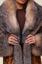 Women's Harper Mink And Fox Coat [Whiskey/Crystal]