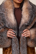 Women's Harper Mink And Fox Coat [Whiskey/Crystal]