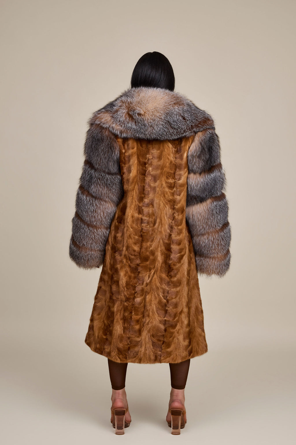 Women's Harper Mink And Fox Coat [Whiskey/Crystal]