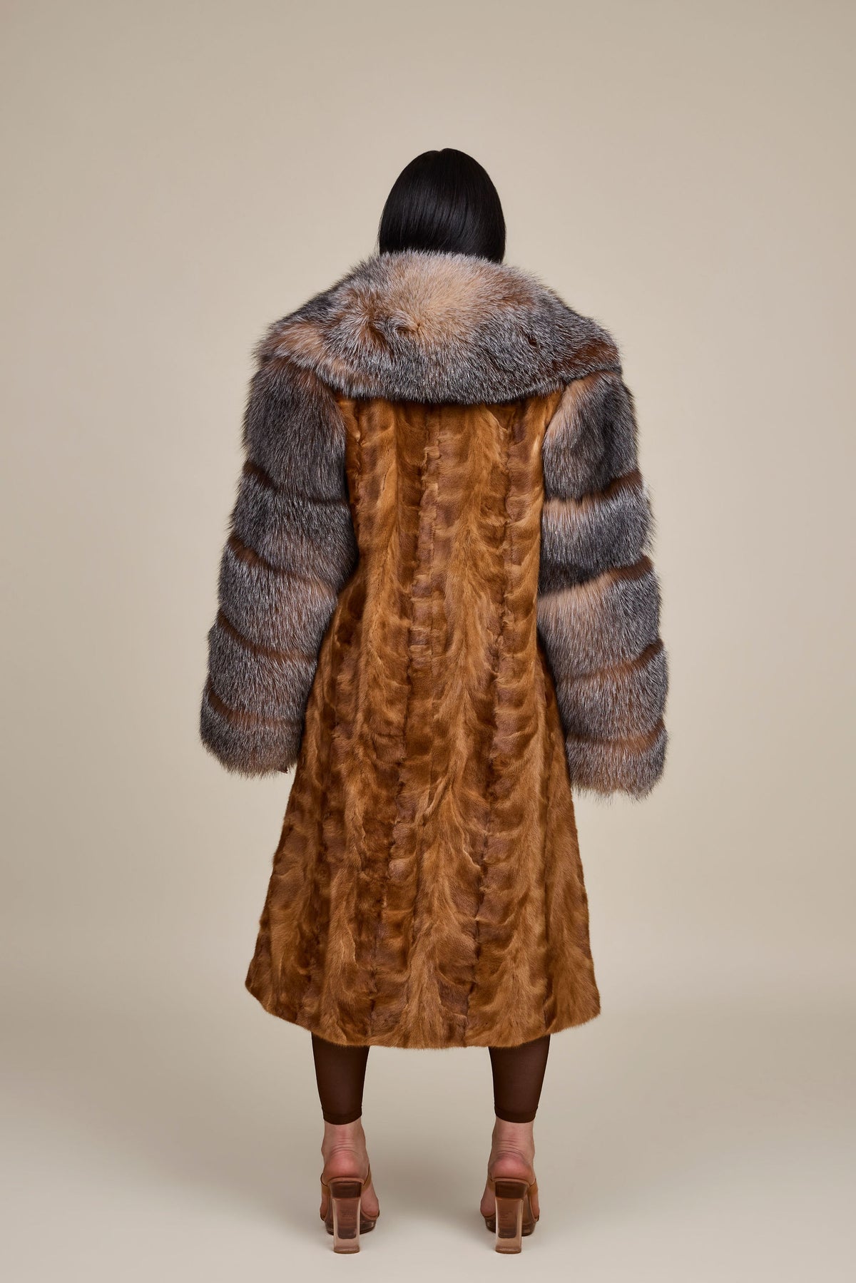 Women's Harper Mink And Fox Coat [Whiskey/Crystal]