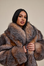 Women's Harper Mink And Fox Coat [Whiskey/Crystal]