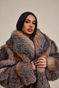 Women's Harper Mink And Fox Coat [Whiskey/Crystal]