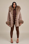 Women's Josie Convertible Cashmere Jacket With Fox [Nude Color]