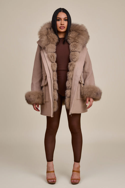 Women's Josie Convertible Cashmere Jacket With Fox [Nude Color]