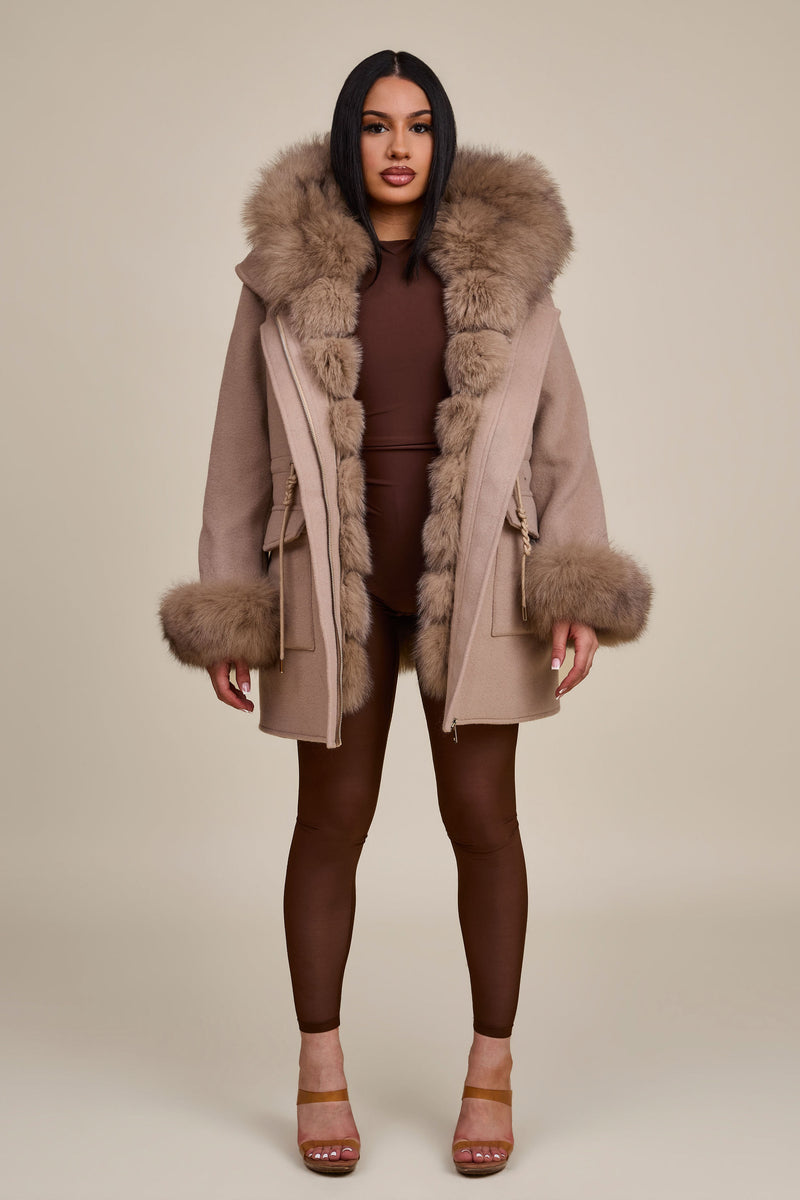 Women's Josie Convertible Cashmere Jacket With Fox [Nude Color]