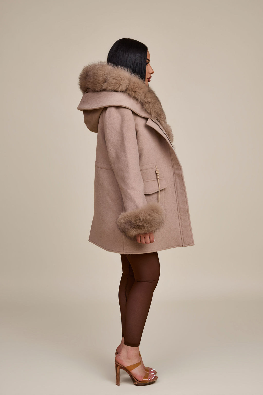Women's Josie Convertible Cashmere Jacket With Fox [Nude Color]