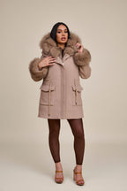Women's Josie Convertible Cashmere Jacket With Fox [Nude Color]