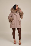 Women's Josie Convertible Cashmere Jacket With Fox [Nude Color]
