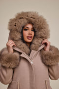Women's Josie Convertible Cashmere Jacket With Fox [Nude Color]