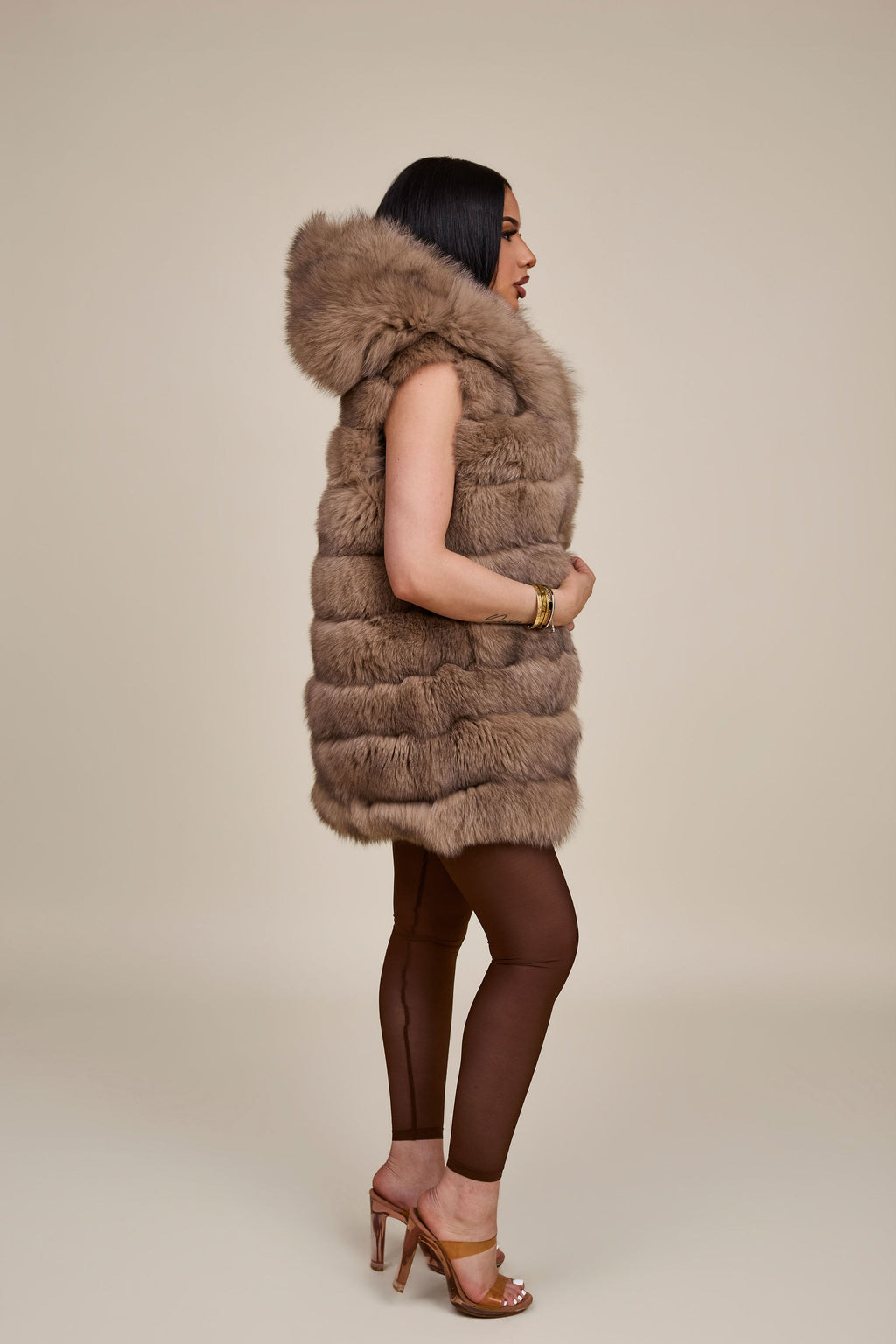 Women's Josie Convertible Cashmere Jacket With Fox [Nude Color]