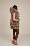 Women's Josie Convertible Cashmere Jacket With Fox [Nude Color]