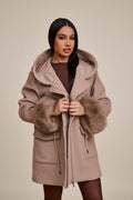 Women's Josie Convertible Cashmere Jacket With Fox [Nude Color]