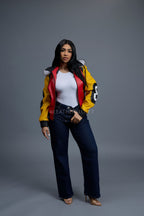 Women's Leather 8 Ball Jacket With Fox Hood [Natural White Fox]
