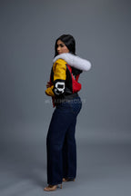 Women's Leather 8 Ball Jacket With Fox Hood [Natural White Fox]